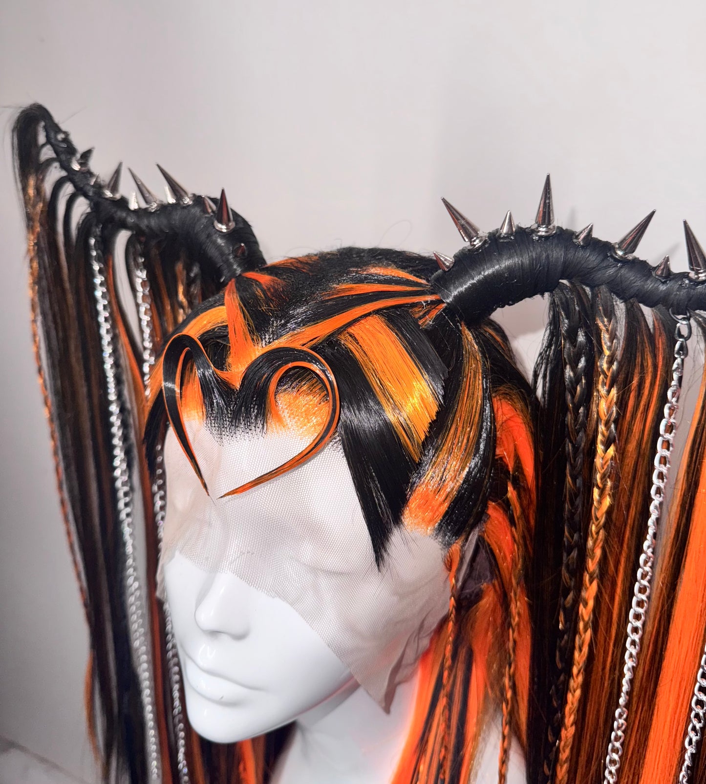 ÉireHeadRTW - neon orange + black, draped horns