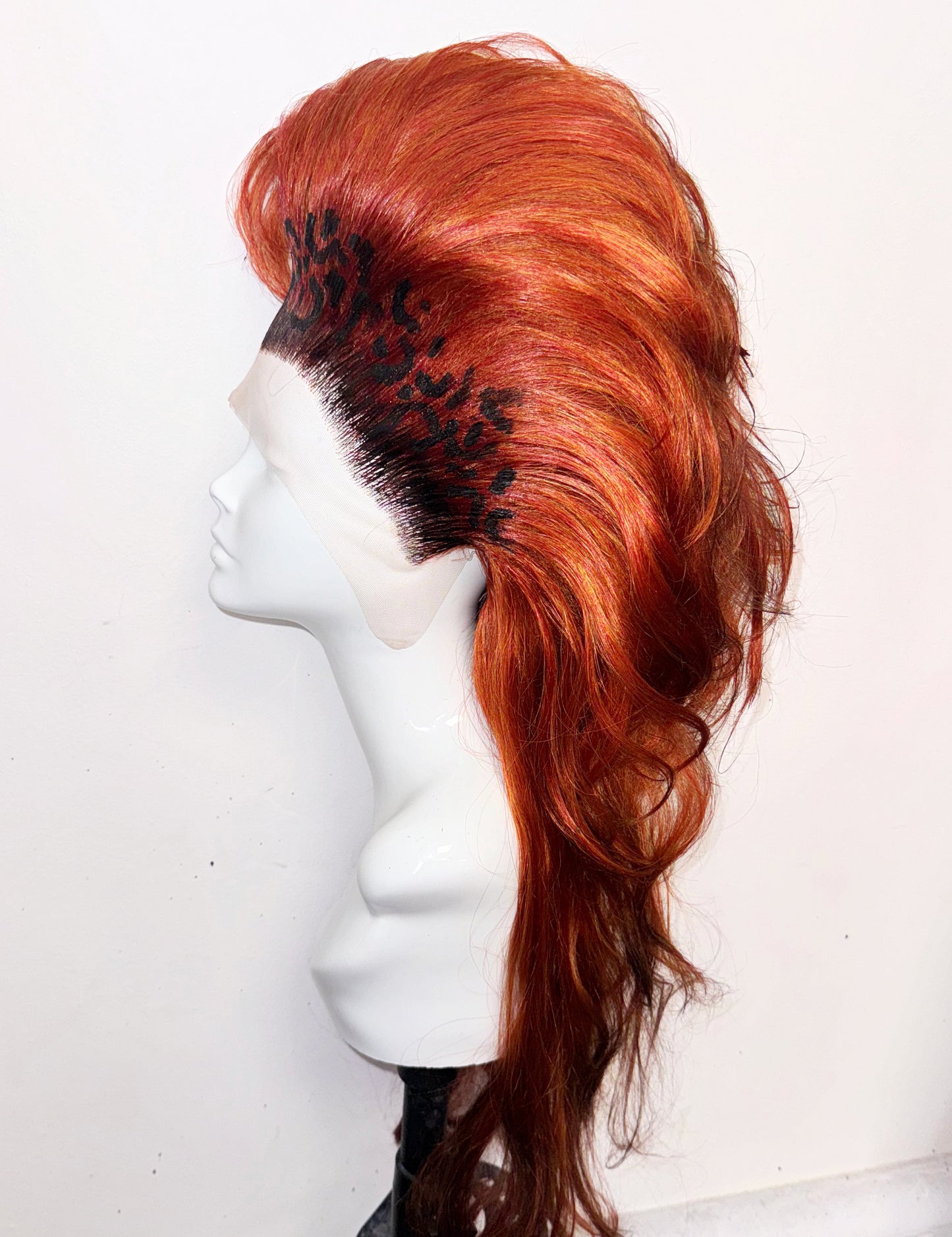 ÉireHeadRTW - black rooted ginger Mohawk w/ leopard print