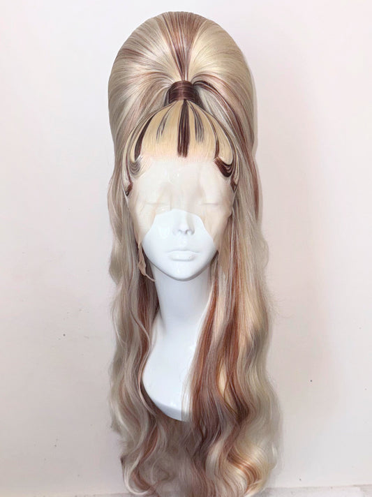 ÉireHeadRTW - Half up ponytail, Platinum with chunky y2k brown lowlights