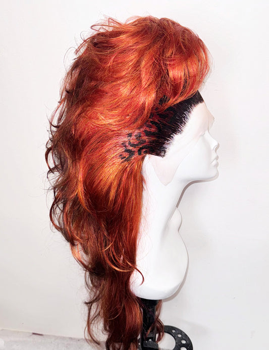 ÉireHeadRTW - black rooted ginger Mohawk w/ leopard print