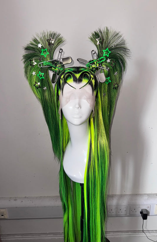 ÉireHeadRTW - neon green + black, y2k double pony